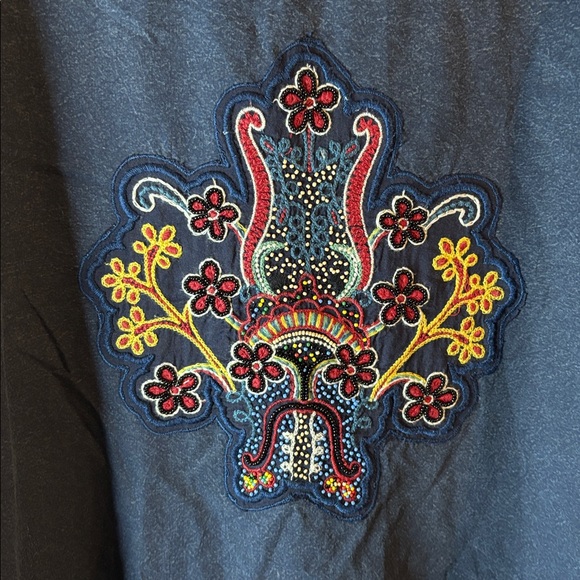 🔵ZARA NAVY Blue Dress With Vibrant Embroidery - Picture 2 of 8